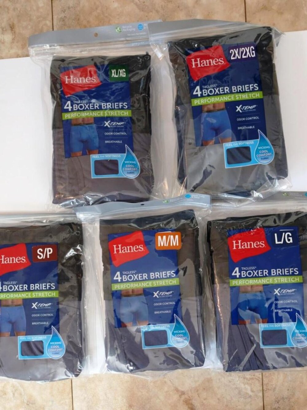 Hanes Men's 4 Pack Boxer Briefs Performance Stretch X-Temp, Sizes S-2XL - New